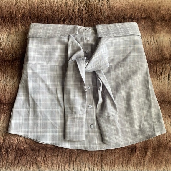 Mare Mare x Anthropologie Strapless Button Down Top Plaid - Picture 3 of 7